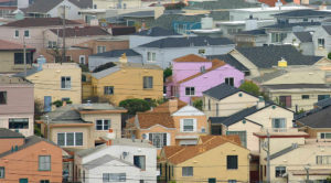 crowded colorful houses