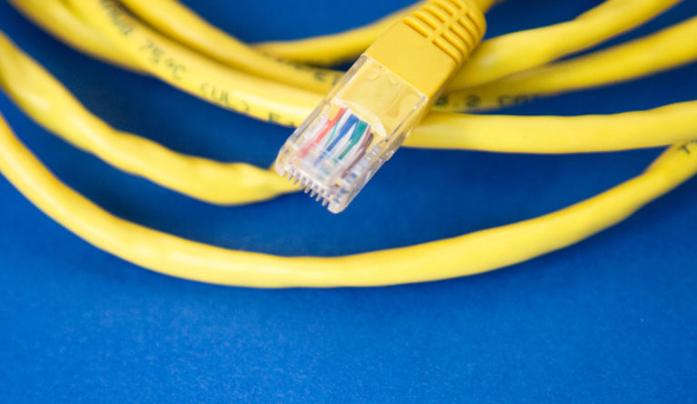 a close up of a yellow cable