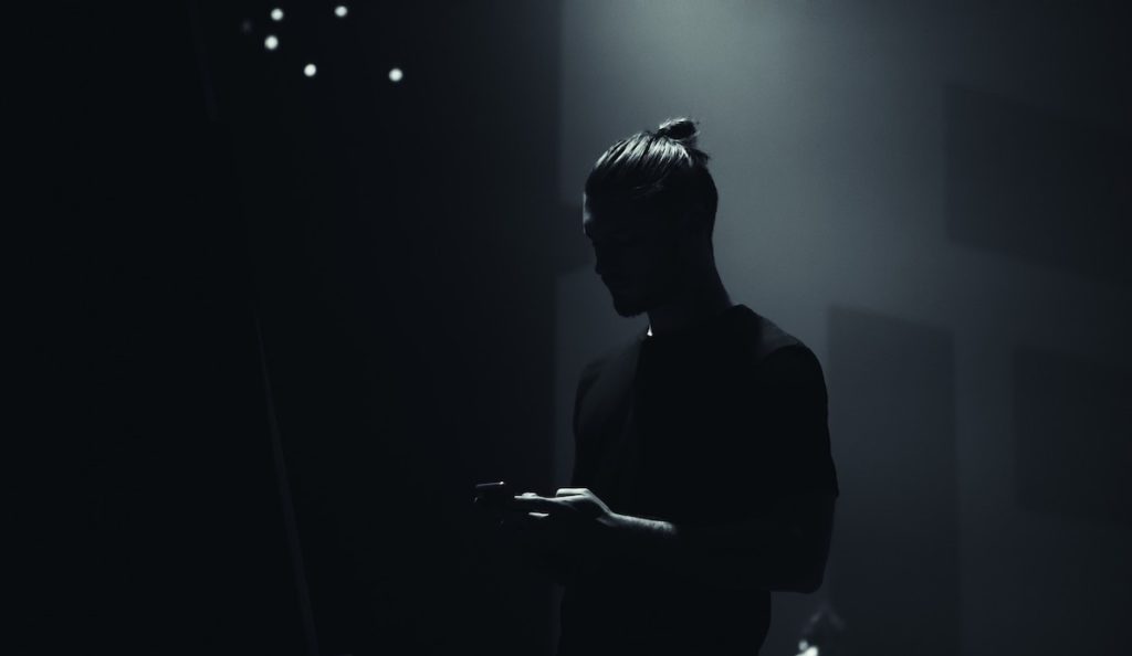 a man in a black shirt