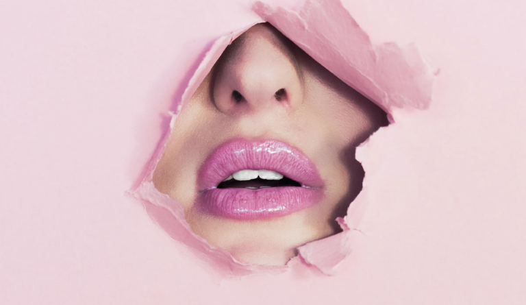 a close up of a woman's lips