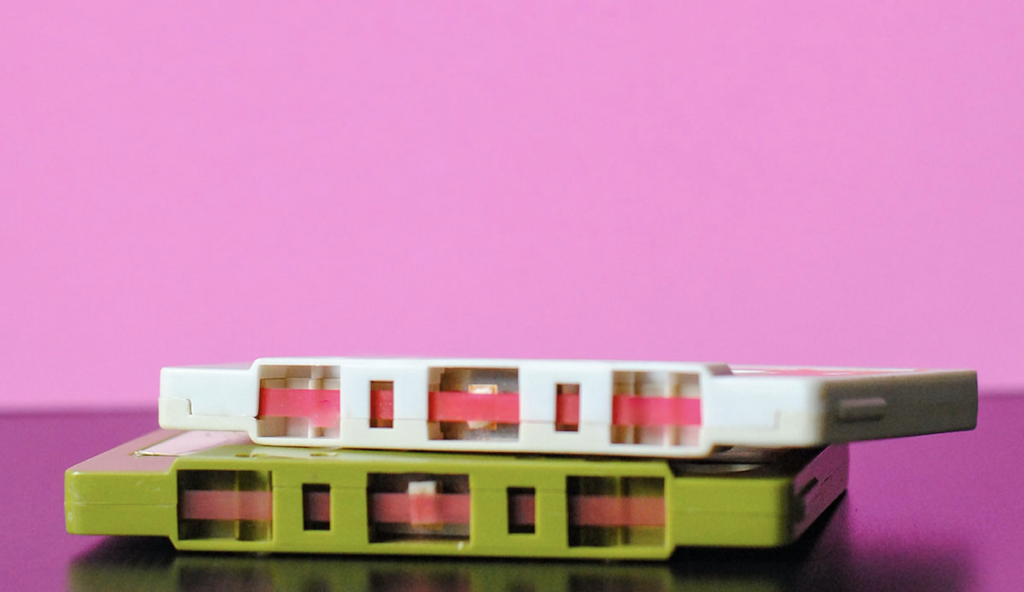 a close up of a cassette tape