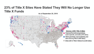 a map of the united states with red and blue dots