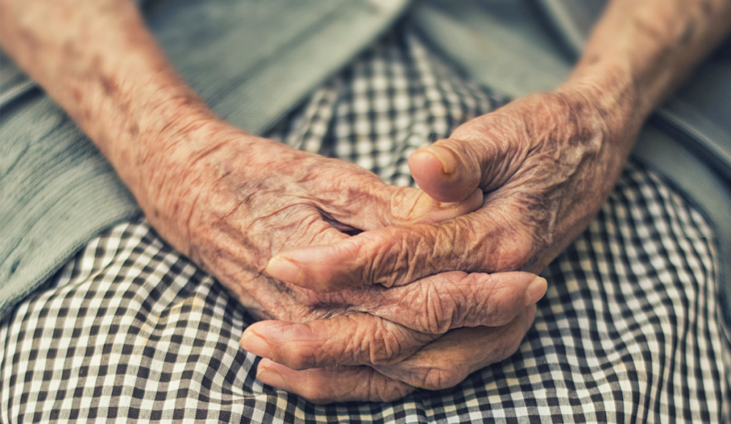close up of an old person's hands