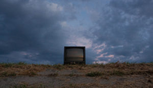 a television on the ground