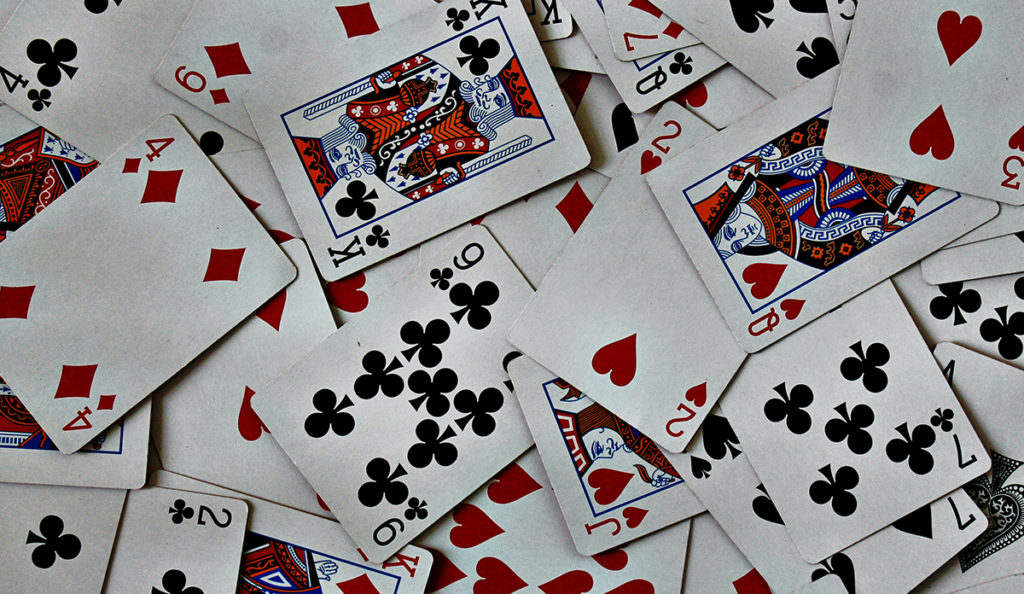 a pile of playing cards