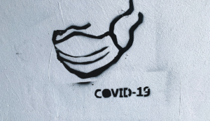 a stencil of a face mask