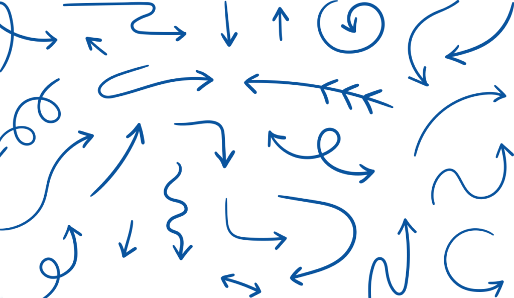 a group of blue arrows