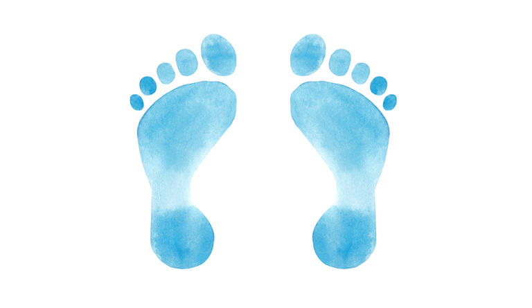 a pair of blue footprints