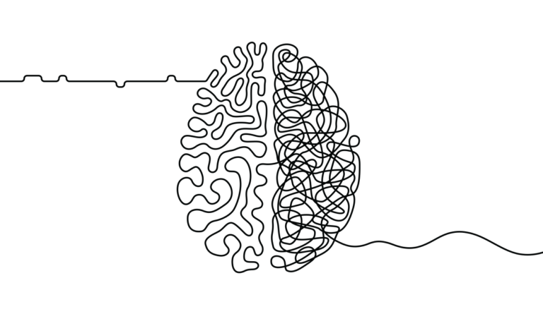 a black and white drawing of a brain
