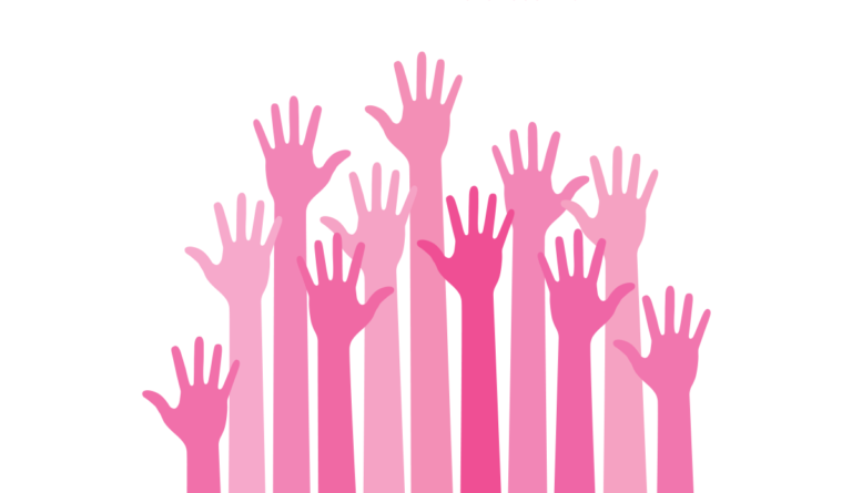 a group of pink hands