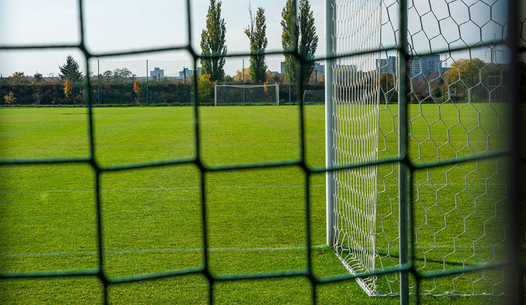 a football field with a net