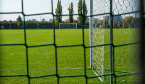 a football field with a net