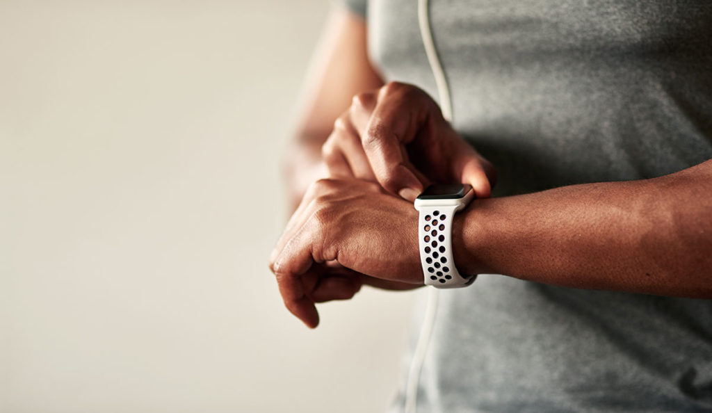 Person looking at smart watch