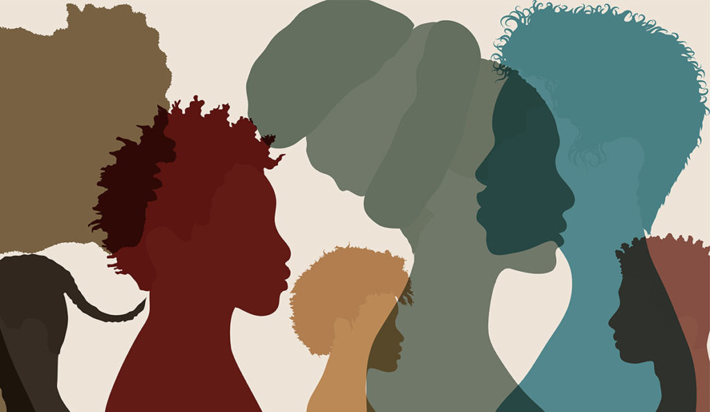 a group of people with different hair styles
