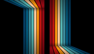 abstract image of multi-colored stripes on black background, representing multiple perspectives, which is required by co-research