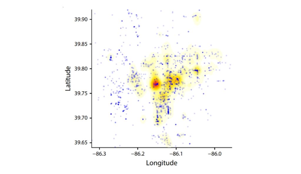 Heat map depicting drug seizures and overdose over a 6 month period