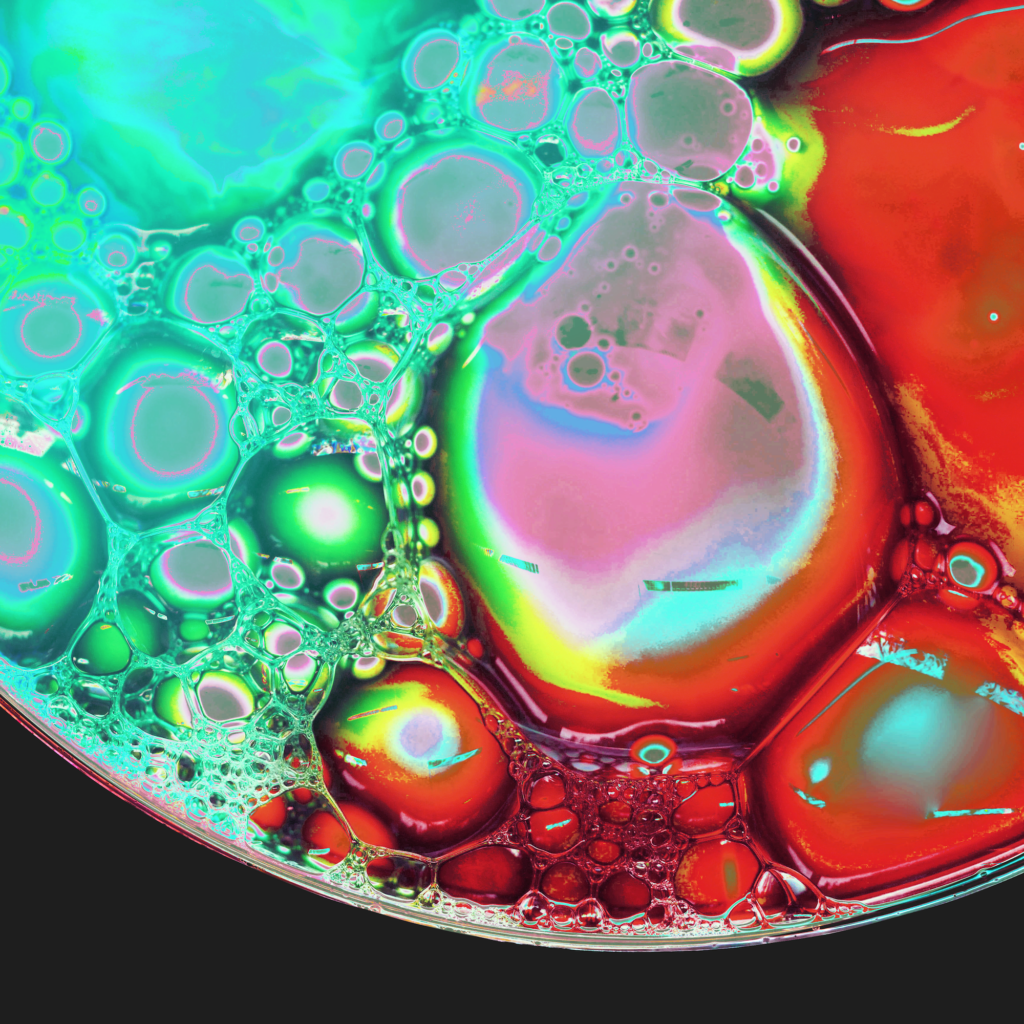 a close up of a colorful bubble
