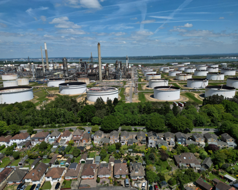 oil refinery near housing neighborhood