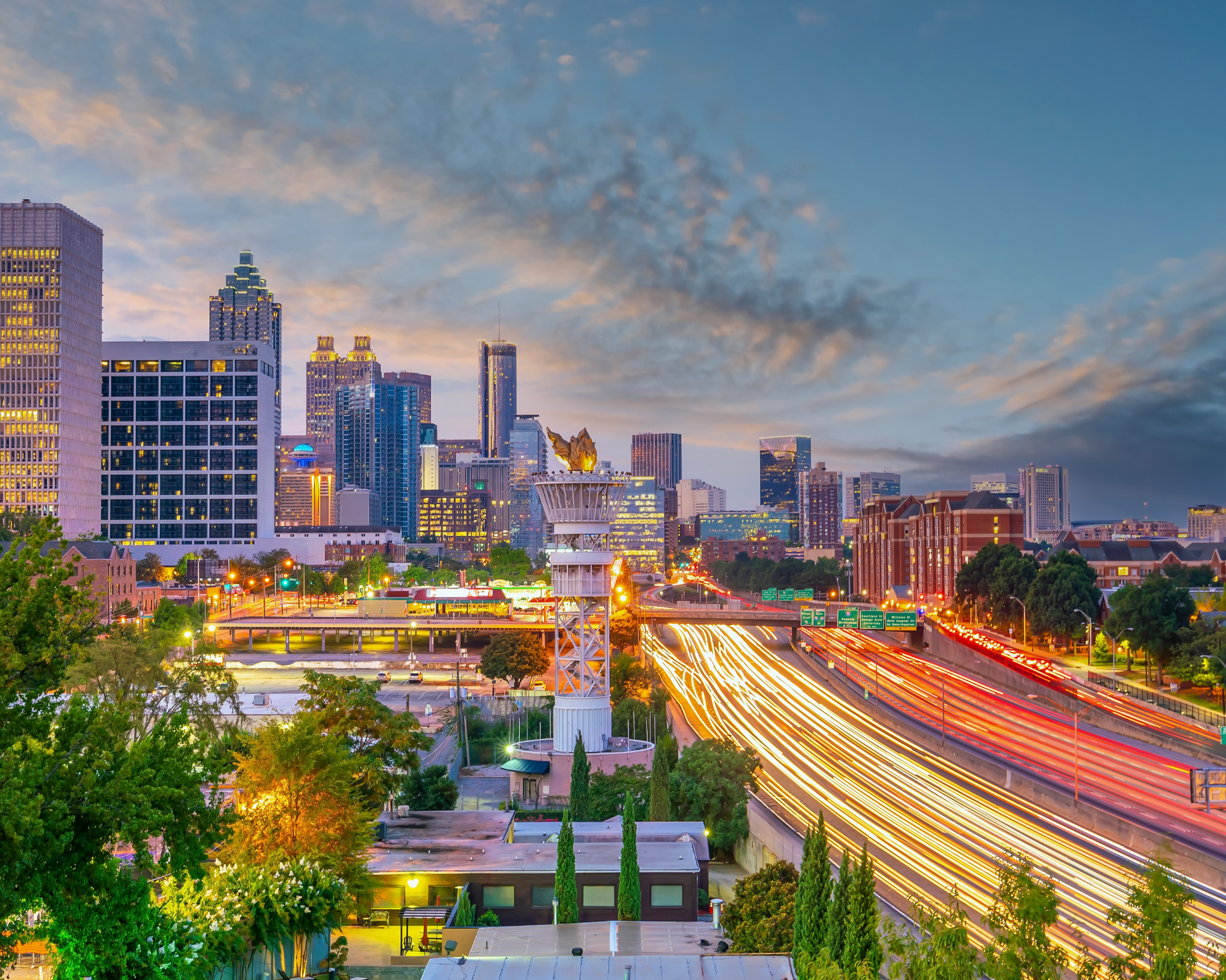 Atlanta, Georgia skyline at sunset