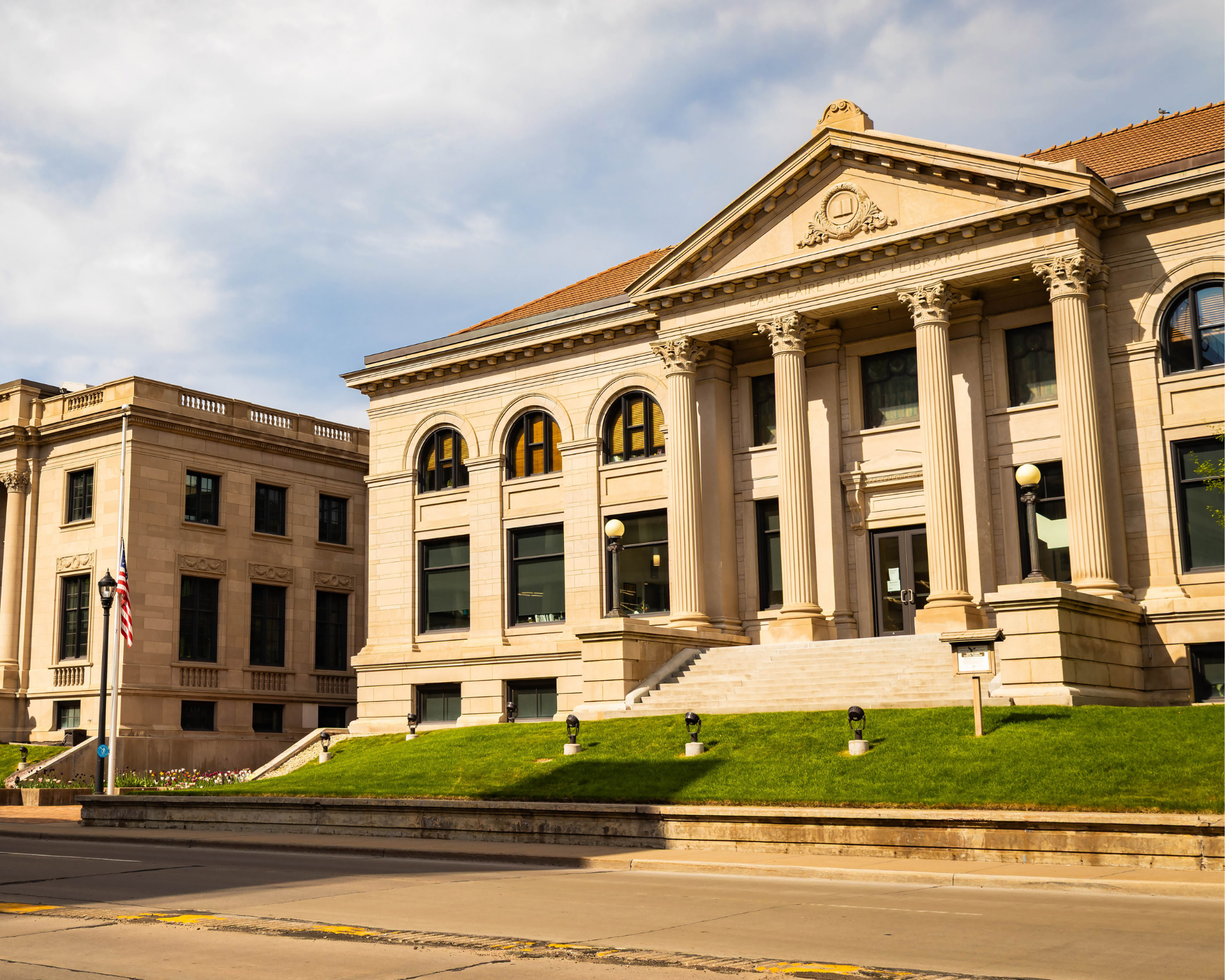 Eau Claire Public Library in Wisconsin on a sunny day