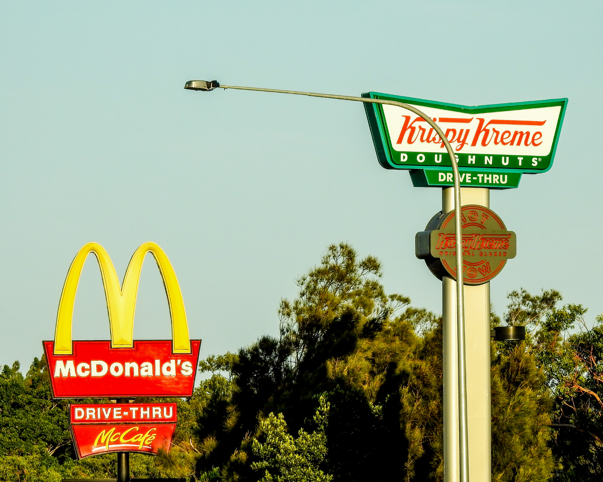 Signs for fast food outlets along roadway