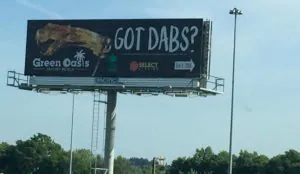 a billboard with white text and white text on it