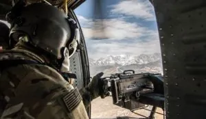 a person in a helicopter