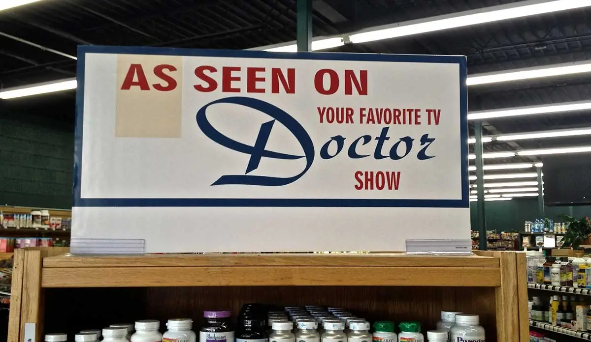 a sign on a shelf