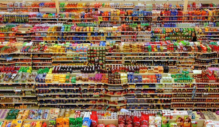 a large store with many shelves full of food