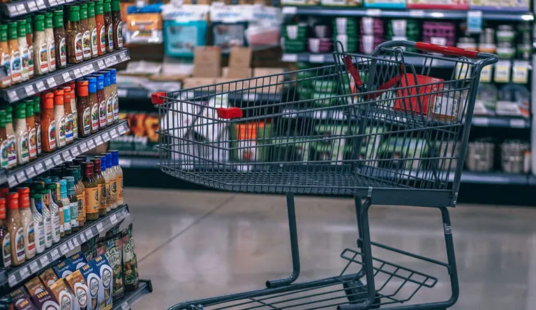 a shopping cart in a store