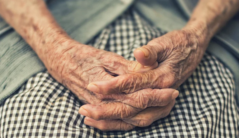 close up of an old person's hands