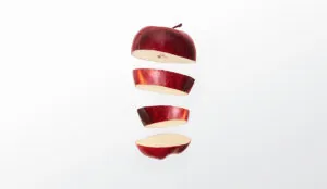 an apple sliced in half