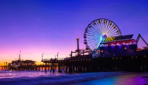 a ferris wheel on a pier