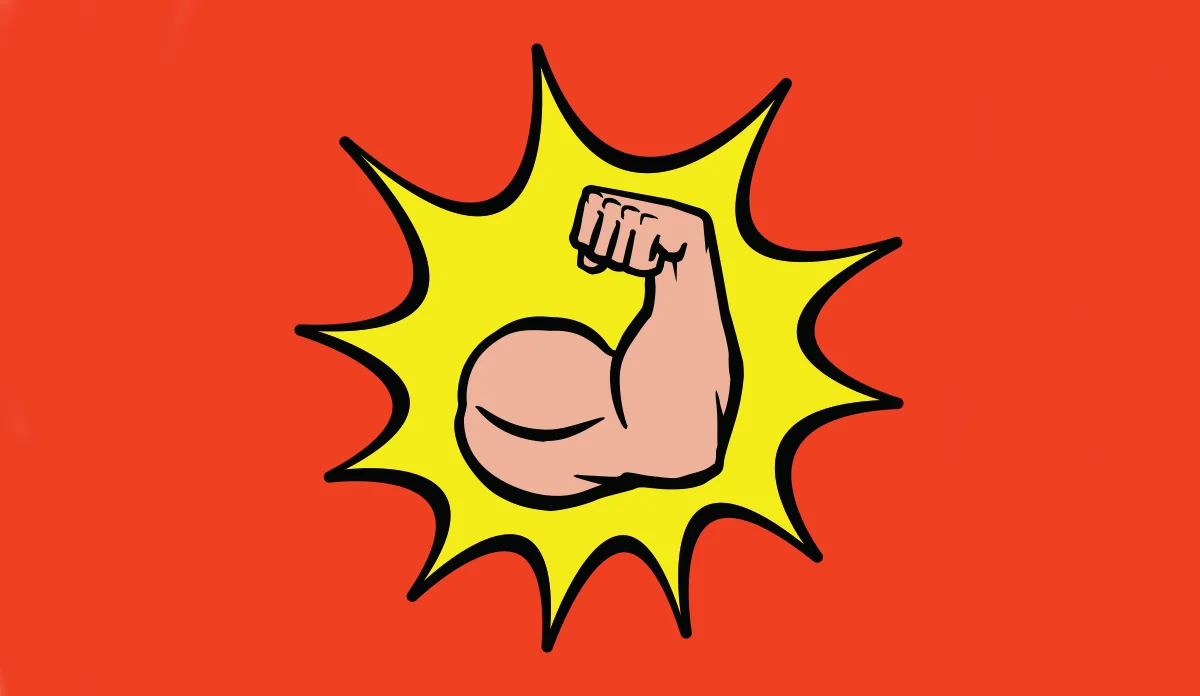 a cartoon of a muscle arm