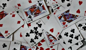 a pile of playing cards