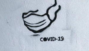 a stencil of a face mask