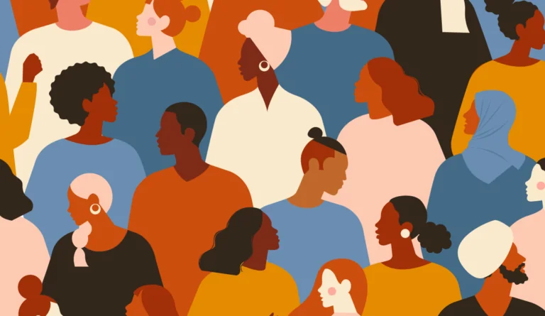 a group of people in different colors