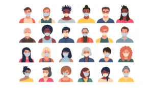 a group of people wearing face masks