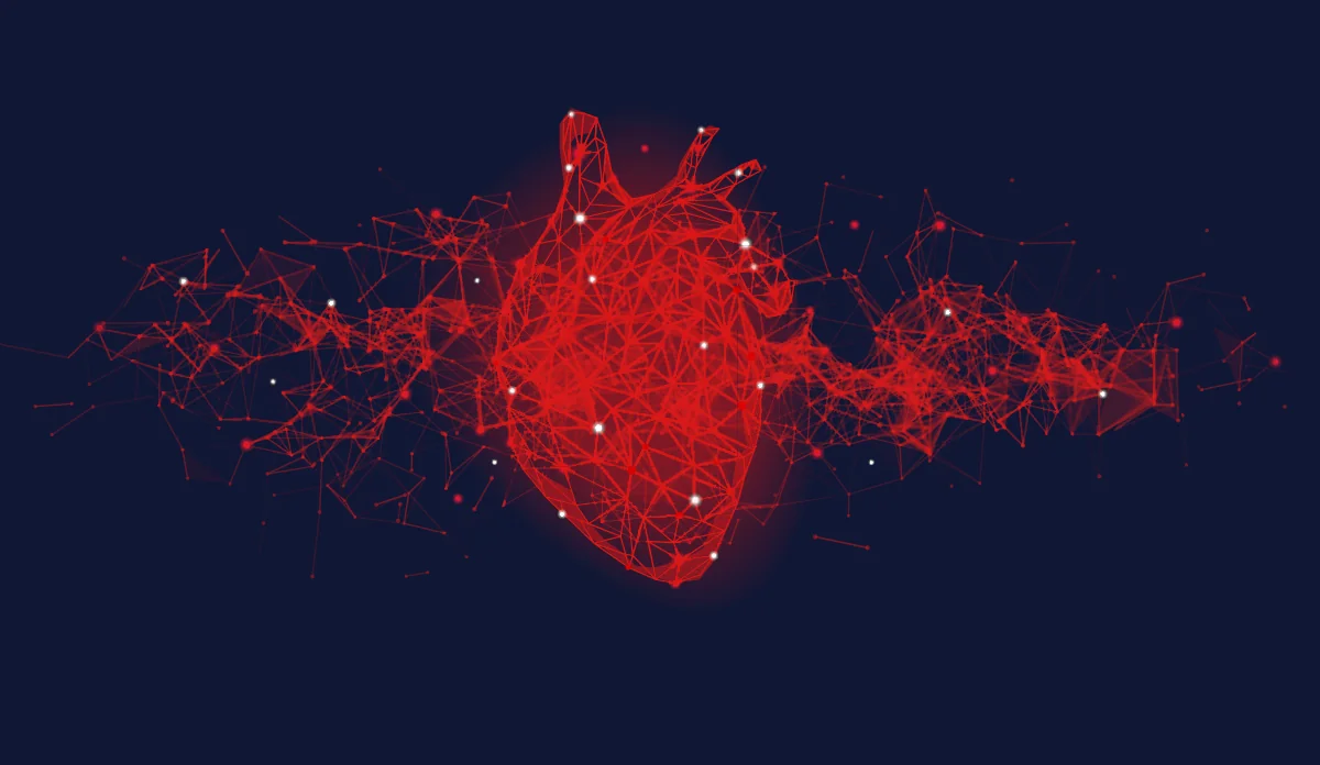 a red heart with dots and lines
