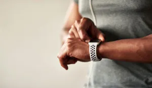 Person looking at smart watch
