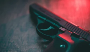 a close up of a gun