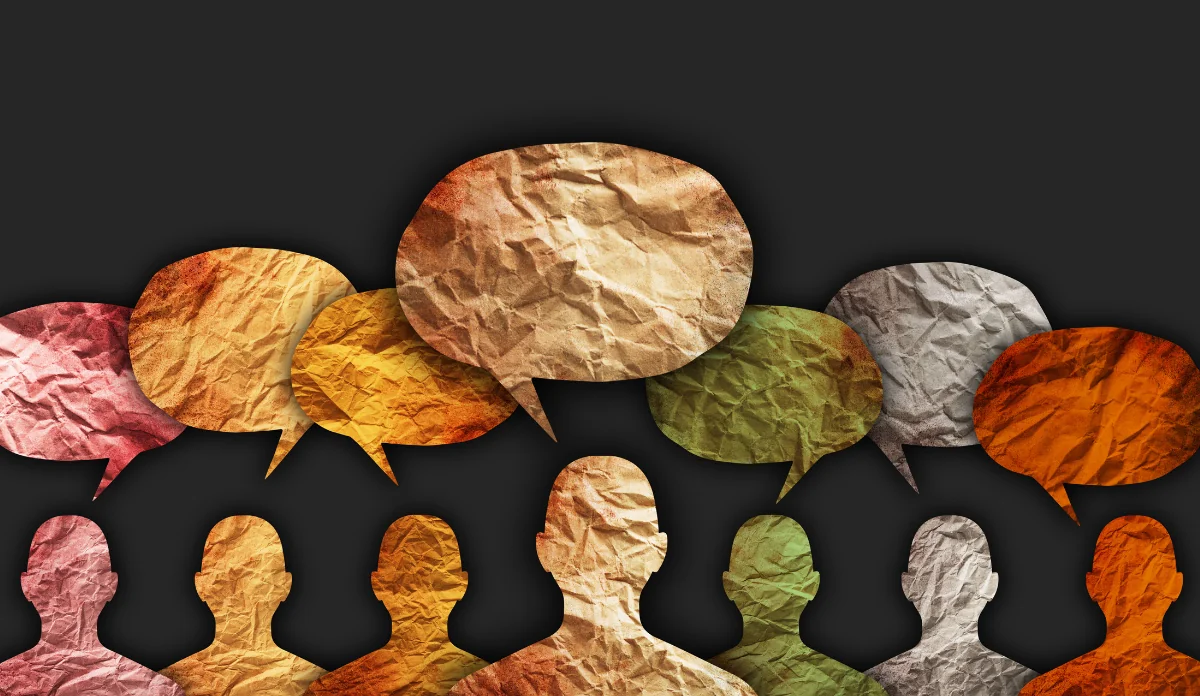 a group of people with speech bubbles