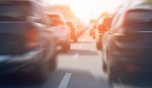 blurred cars, simulating driving under the influence of cannabis
