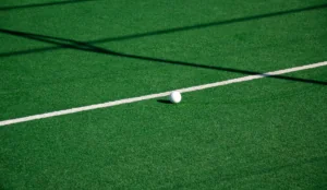 Turf field with shadows and field lines