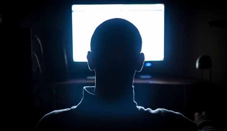 Young Adult Man in Front of Computer Monitor