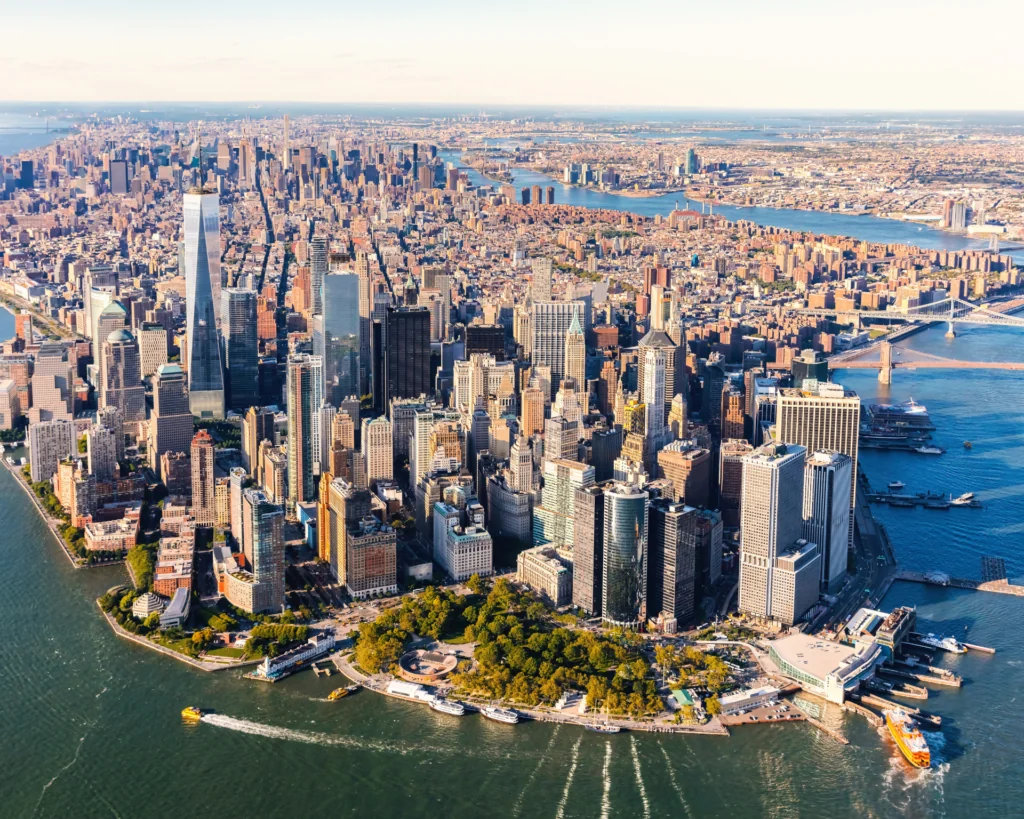 Aerial view of lower Manhattan New York City