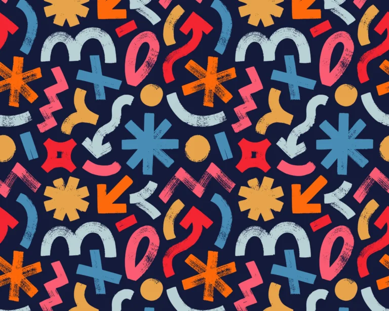 abstract and colorful design with various shapes. panic and chaos concept