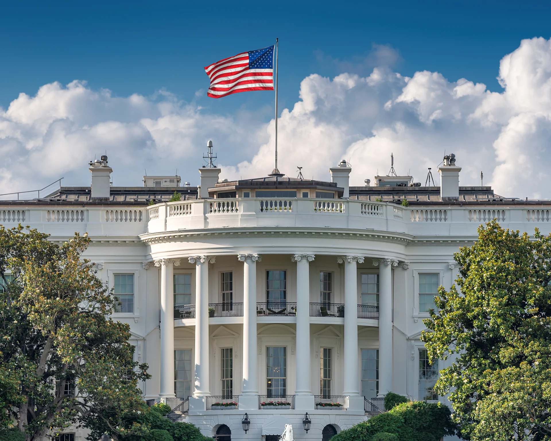 The White House in Washington DC at summer day. U.S. policy concept