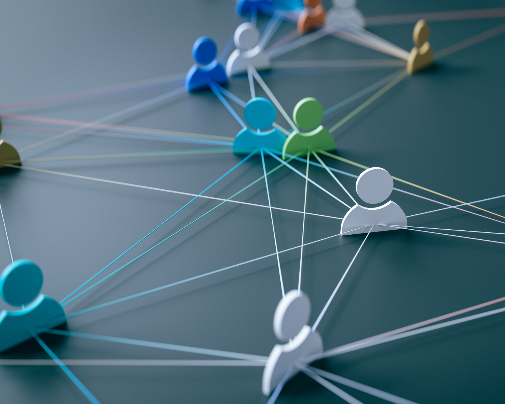 A concept that expresses the hyper-connected society of modern society by connecting people icons with lines. Health communication and misinformation spread concept